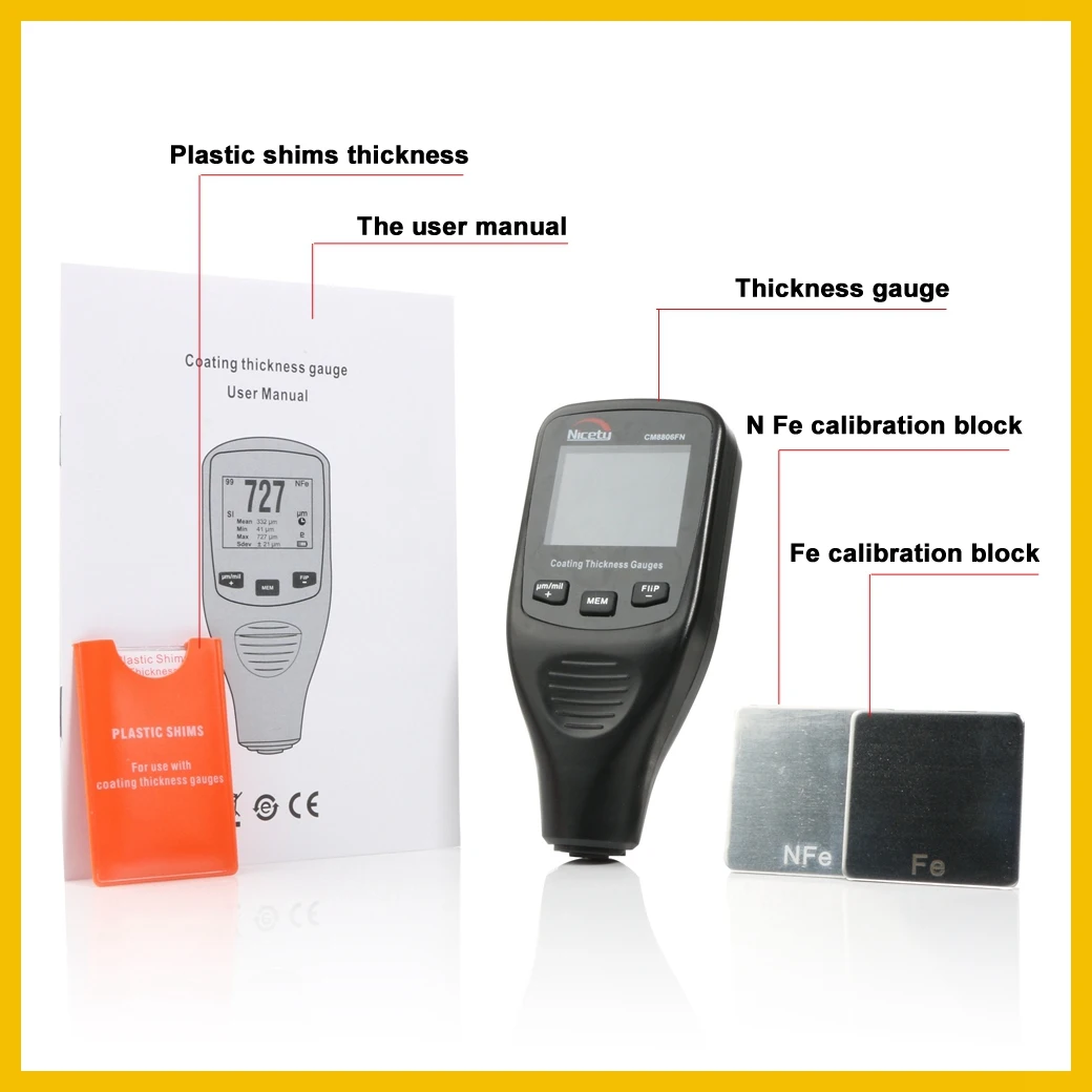 Nicety Digital Thickness Gauge Width Measuring Instruments Thickness Gauges Paint Film Coating Tester gauge