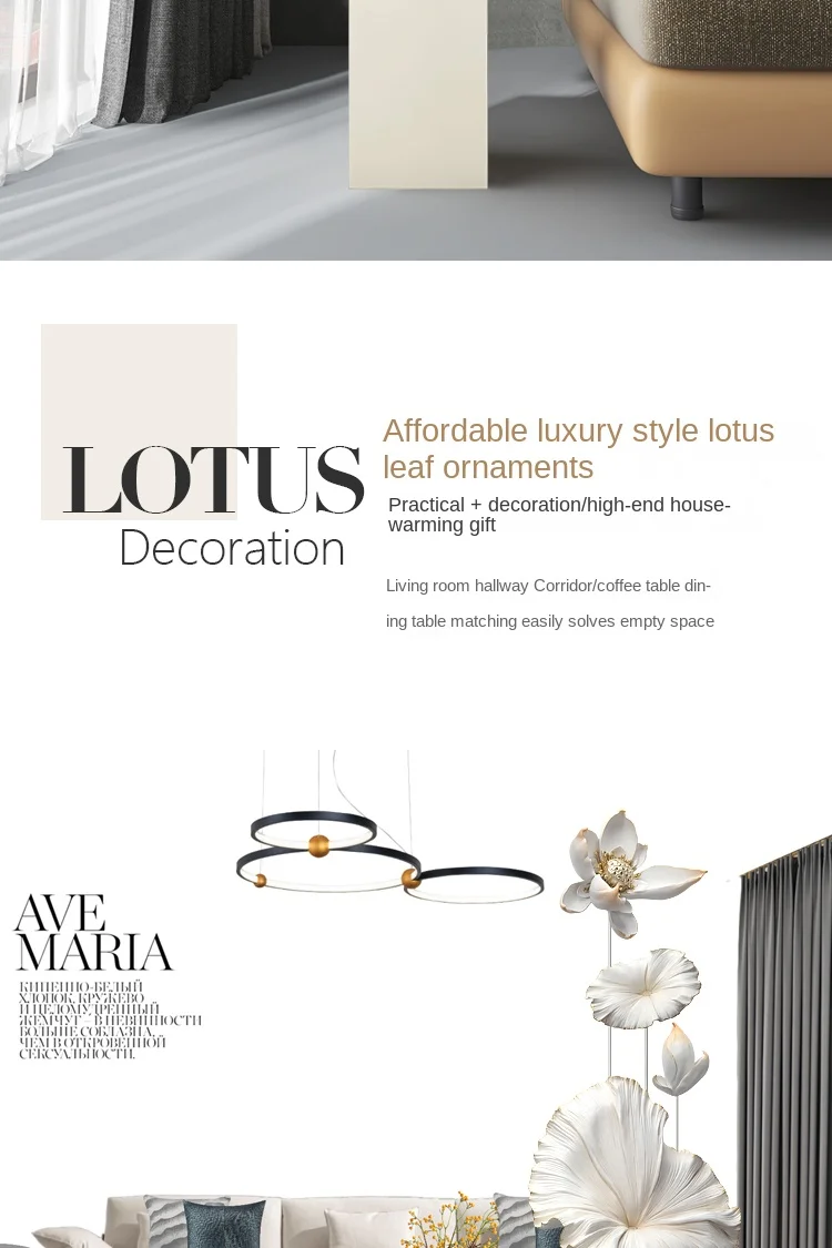 Lotus Rhyme Sculpture Decoration Living Room Large Floor Decoration Statue New Chinese Light Luxury Home Decor Housewarming Gift
