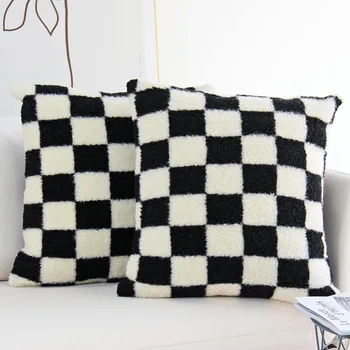 Black Faux Fur Pillow Cover 1