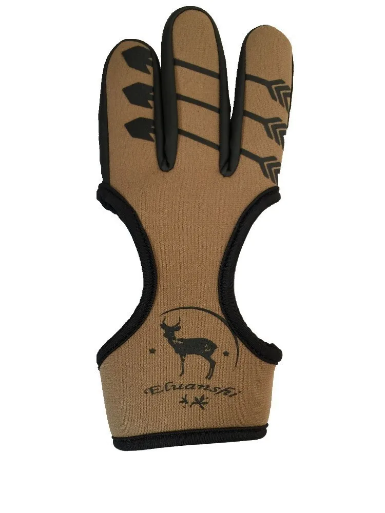 Finger Gloves Sports Gloves Protective 3 Fingers Hand Leather Guard Glove For Recurve Compound Bow Shooting Crossbow Slingshot Hunting