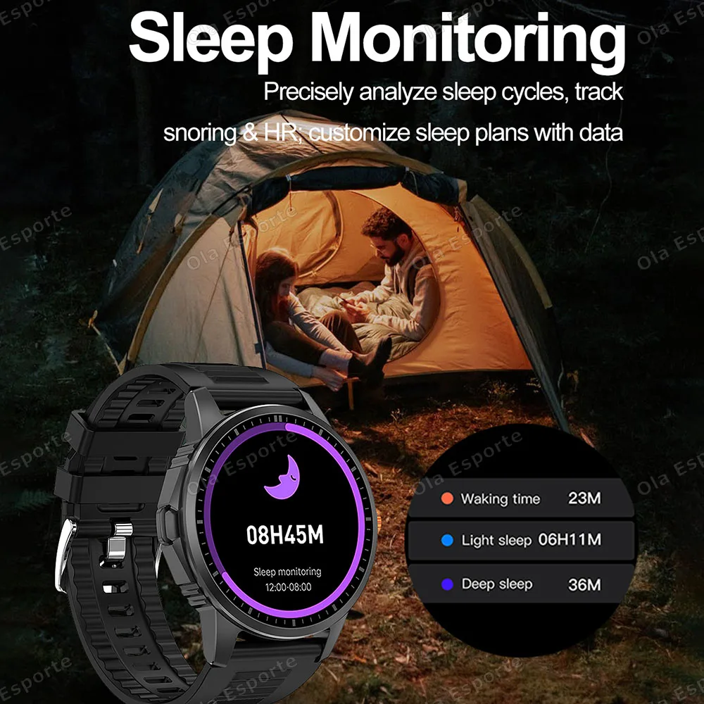 New Outdoor Dual Flashlights Smart Watch Men Bluetooth Call Heat Rate Health Monitor Watches Waterproof Fitness Sport Smartwatch
