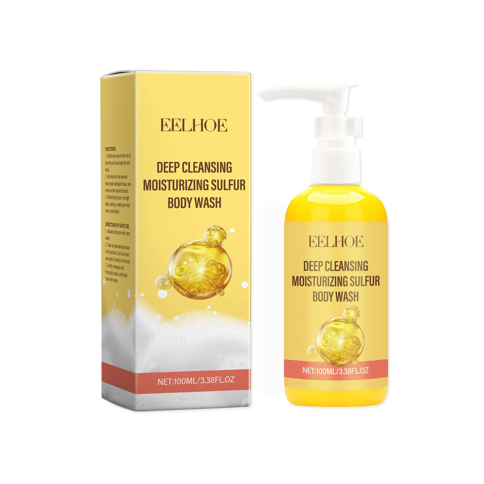 EELHOE Sulfur Cleaning Body Washes Shower Gel Deep Cleaning Moisturizing Smooth Lasting Fragrance Body Cleansing Bath Products