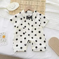 Summer Baby Boy Romper Girls Dress Sister Younger Brother Twins Clothes Toddler Newborn Infant Short Sleeve Dot Overalls Outfits 3