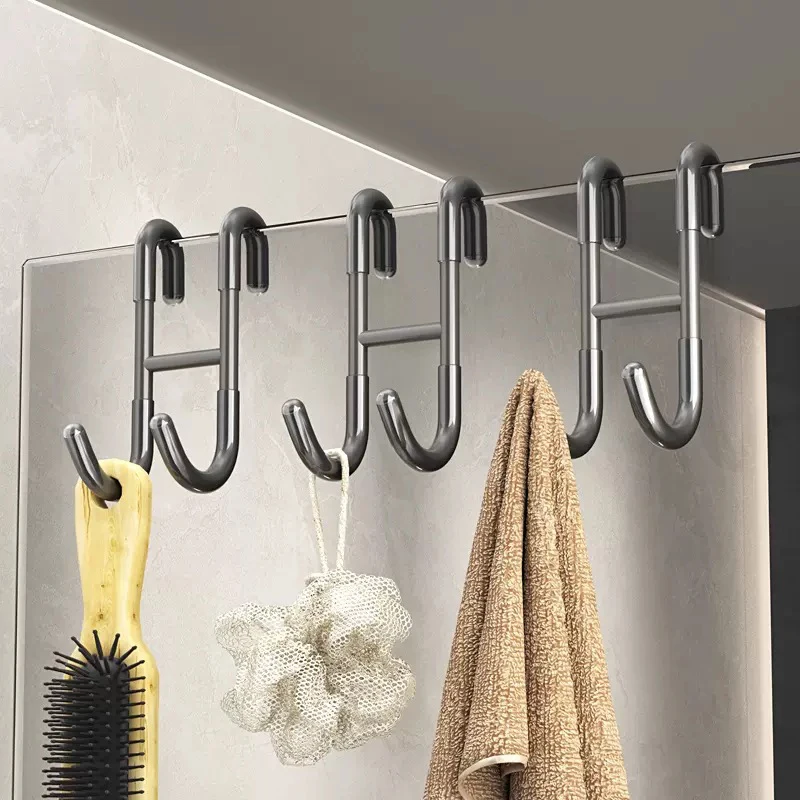 Toallero trasero de acero inoxidable para puerta de ducha, COLGADOR PARA Albornoz de baño en forma de S, ganchos de soporte para puerta de vidrio