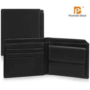 Portafoglio Sottile Bifold in Vera Pelle Pomelo, Porta Carte di Credito per Uomo con Tasca Portamonete, Portafoglio Minimalista Adatto per Viaggi