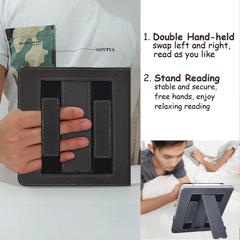 Premium Stand Case for 7 eReader - PU Leather Cover with Auto Sleep/Wake & Dual Hand Strap