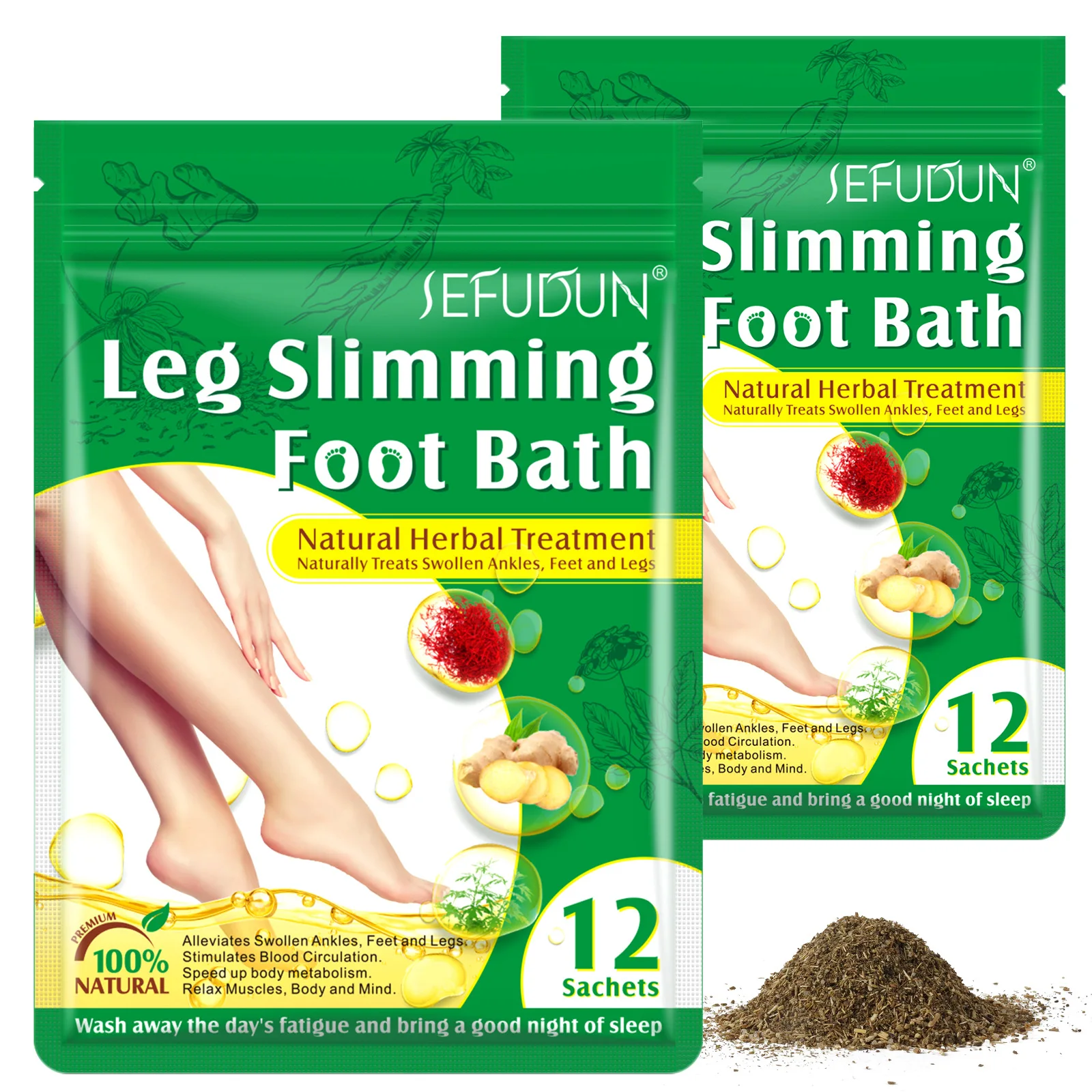 SEFUDUN Herbal Foot Care Bath Bag Ginger Wormwood Foot Soaking Medicine