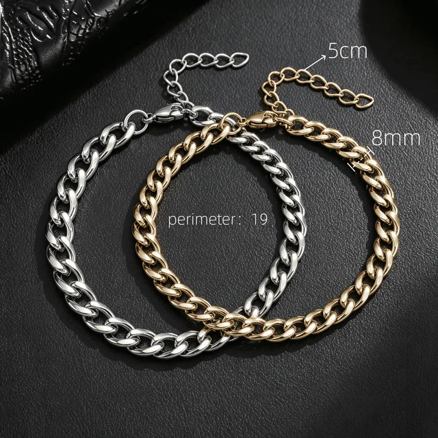 Bracelet pour homme en acier inoxydable 316L, largeur 6/8 mm, style gothique Y2K cubain, accessoires rétro steampunk américains, prix de gros