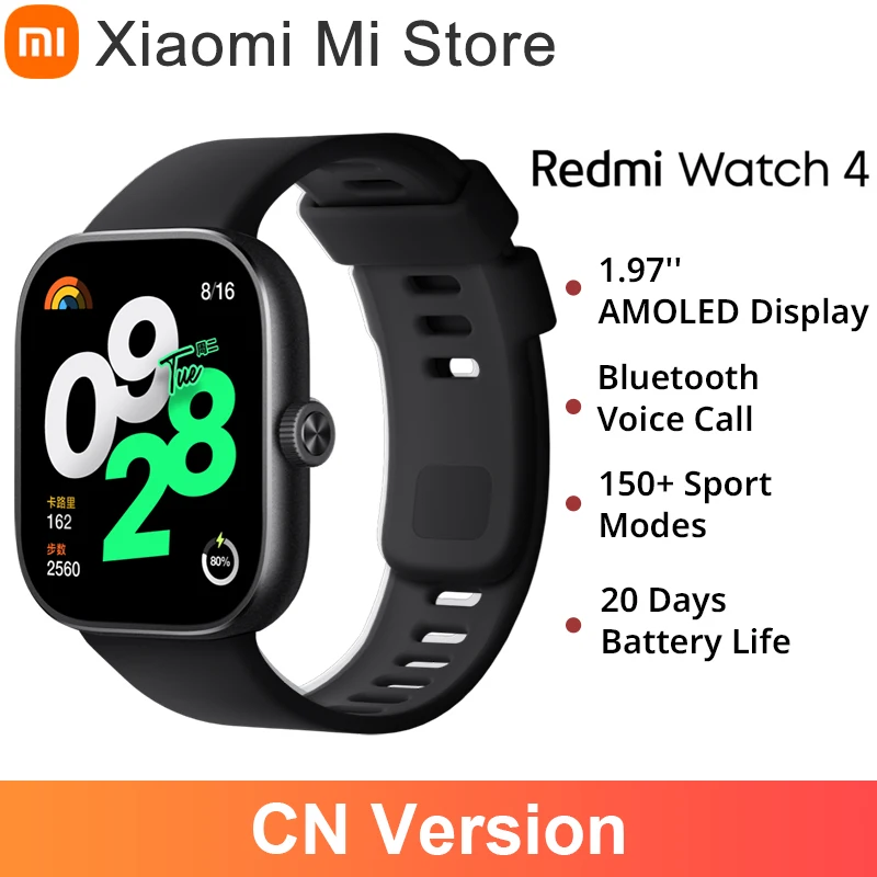 

Оригинальные Смарт-часы Redmi Watch 4, поддержка Bluetooth, голосовые вызовы, ультра долгий срок службы батареи 18 дней, AMOLED дисплей 1,97 дюйма