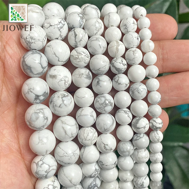 

Natural Smooth White Howlite Turquoises Loose Beads for Jewelry Making DIY Charms Bracelet Accessories 15" Strand 4/6/8/10/12mm