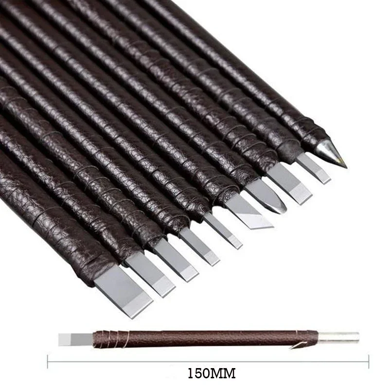 전문 텅스텐 강철 돌 조각 손 도구 세트, 조각 파일 칼 끌 공예 도구 목공 조각 도구, 10 개