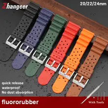 

Waterproof Top Quality Unisex Fluororubber Rubber Watchband 22mm Quick Release Silicone Strap For Samsung Smart Watch 20mm 24mm
