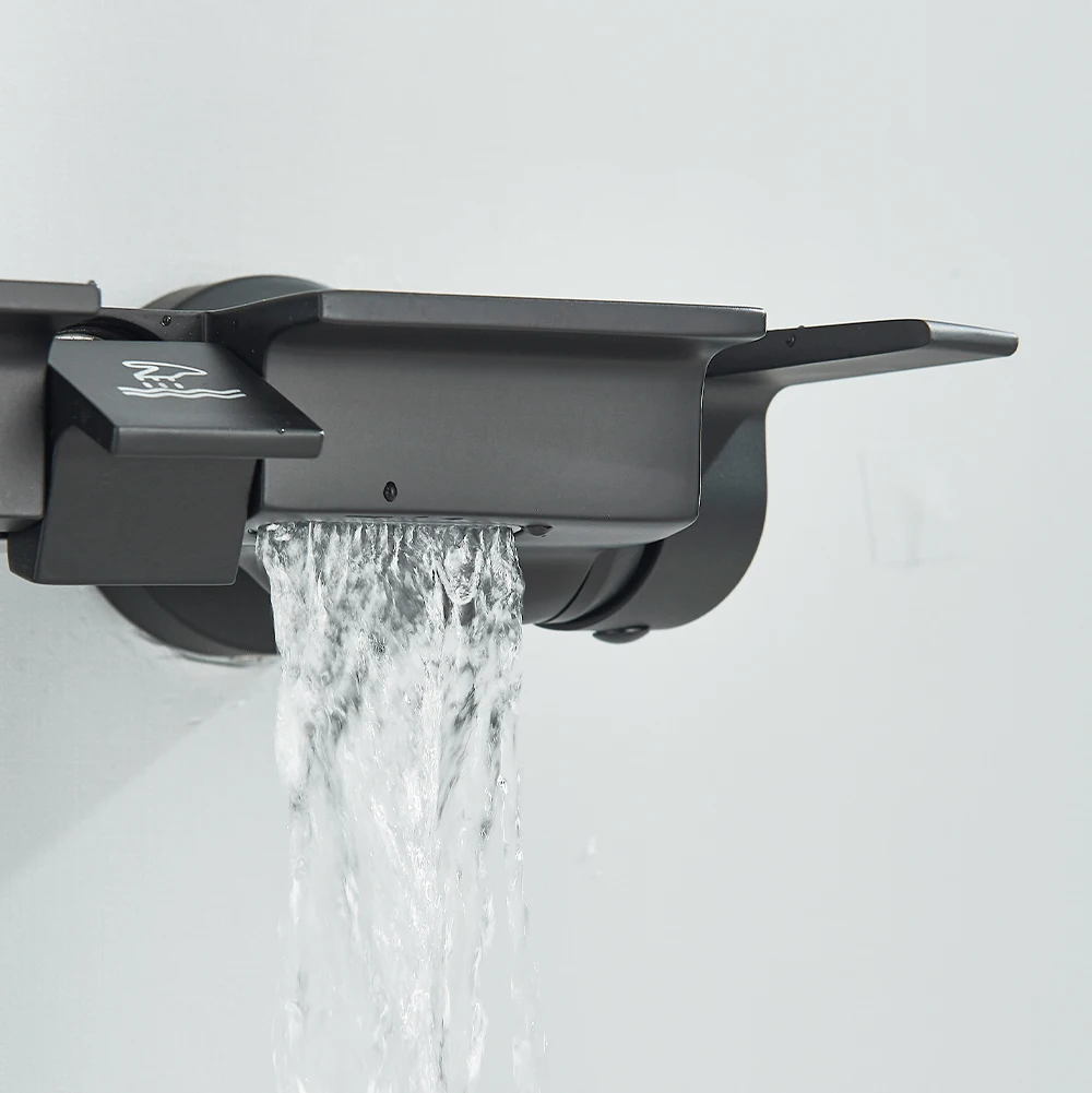 Piano Bathroom Shower Set SDSN Sanitary Ware Hot Cold Bathrooom Faucet Rain Shower Head Chrome Piano Bathroom Shower System 6