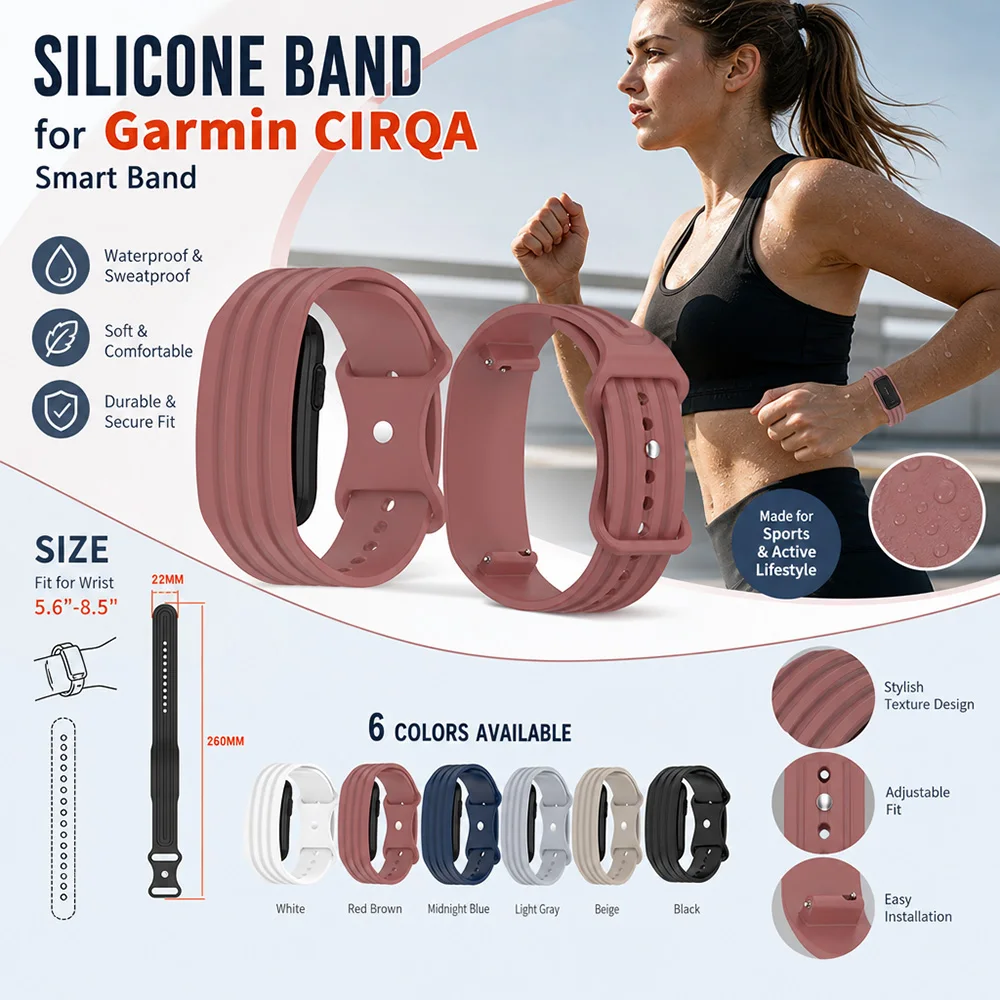 Sport Silicone Band - Unisex Waterproof Comfort Wrist Accessory Replacement Strap