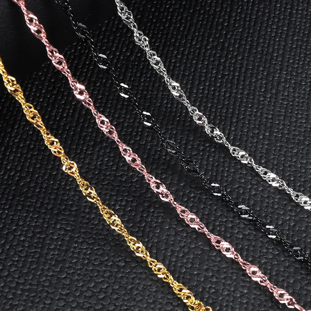 

Chain Stainless Steel Water-wave Chain Necklace Women's Choker 10pcs/lot Wholesale Width 2mm Fashion Necklaces Jewelry Making