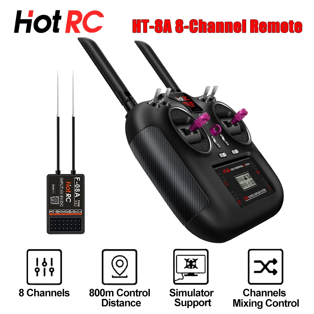 

HotRC HT-8A 2,4 GHz 8CH 8A RC передатчик PWM FHSS с ресивером радиосистема дистанционный контроллер для радиоуправляемого дрона