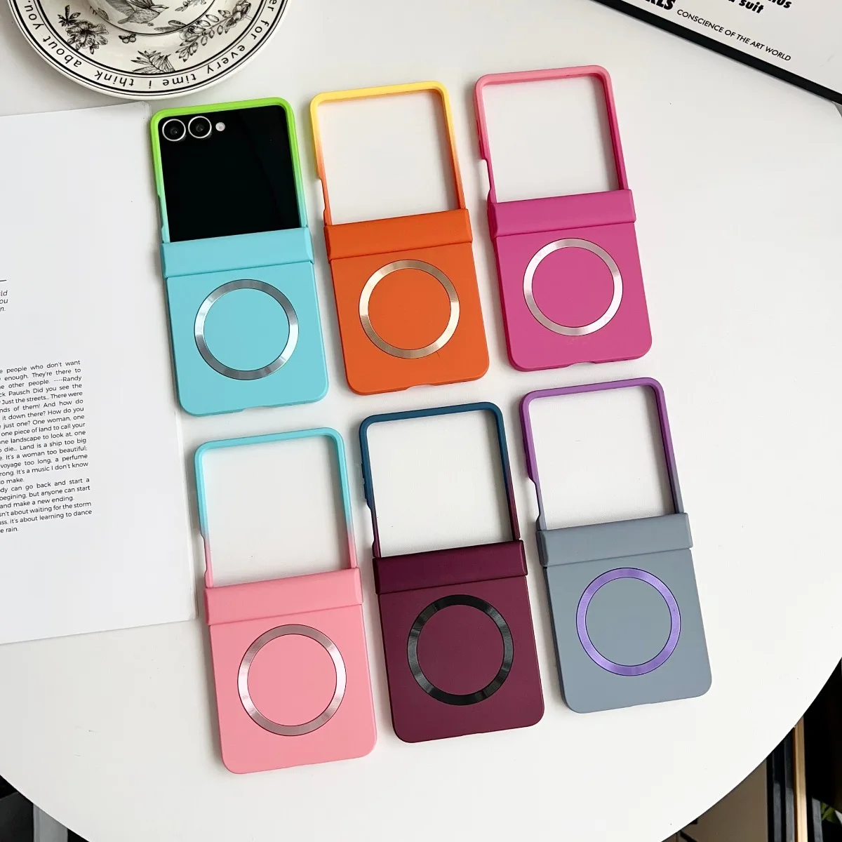 Magnetic Hinge Protection Phone Case with Double Color Gradient