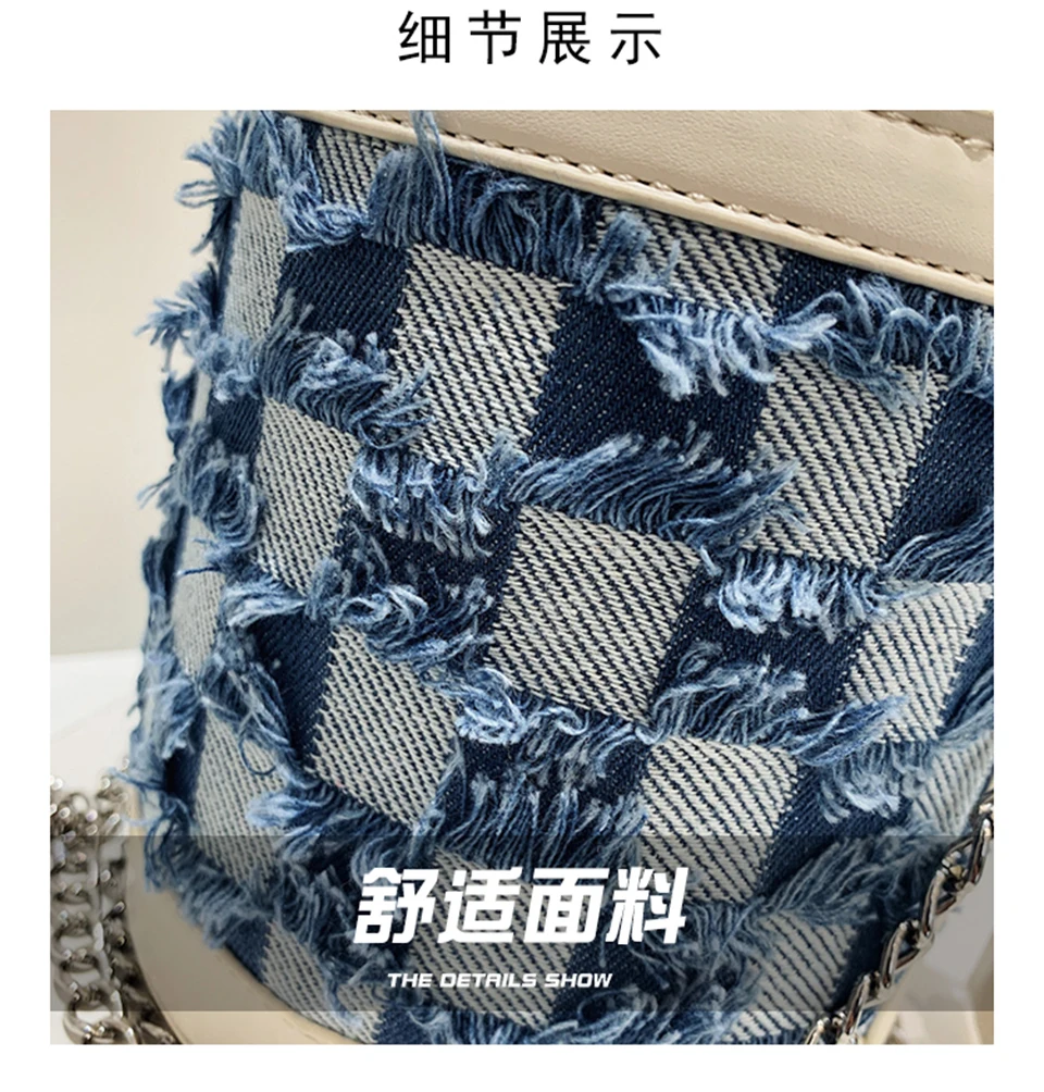 Personalized Bucket Bag 2022 New Women's Handbag Trend  Single Shoulder Cross Bag Niche Design Casual Fashion Denim Small Bag