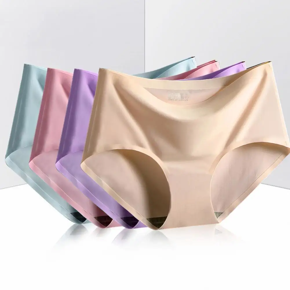 

Мягкие воздухопроницаемые трусики женские бесшовные трусы со средней талией, эластичные тонкие влагоотводящие женские трусы, широкий пояс