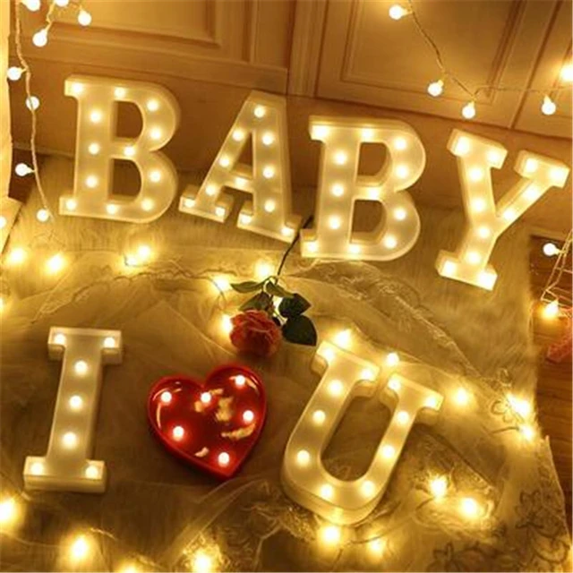 Letras decorativas con letras del alfabeto, luces LED luminosas con número,  lámpara de decoración con batería, luz nocturna para fiesta, decoración de  dormitorio de bebé - AliExpress