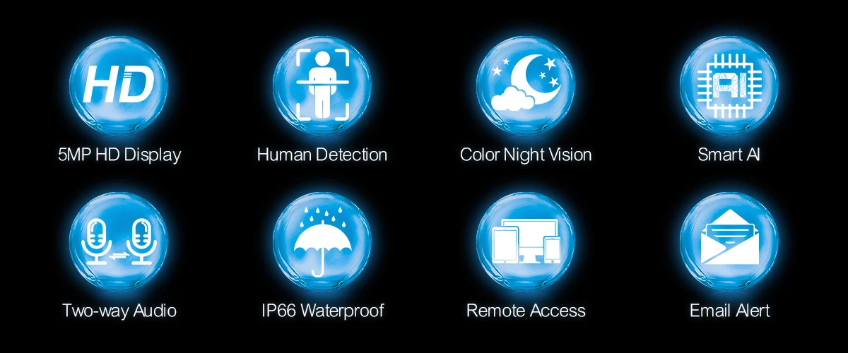 Techage 8CH 5MP PoE IP-Kamerasystem H.265 Gesichtserkennung PTZ Vollfarbige Nachtsicht CCTV Sicherheitsüberwachungsset NVR Xmeye Kamera – Detail 2