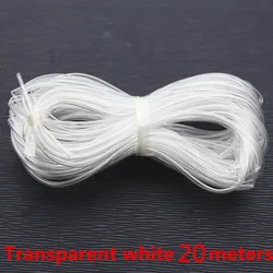 Colorful Decorative Jewelry Cord: 20m Memory Wire with 10m Hollow Rubber Tubing, 2mm Dia. (White 20 m)
