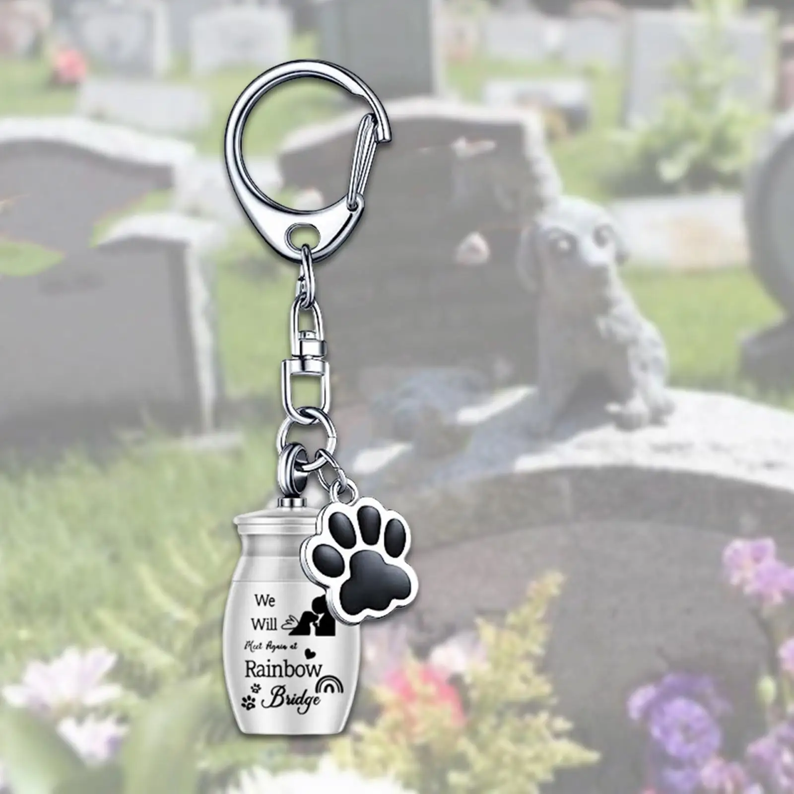 Pendant Keychain Pet Urn Portable Lightweight Paw Print for Funeral Pet Hair