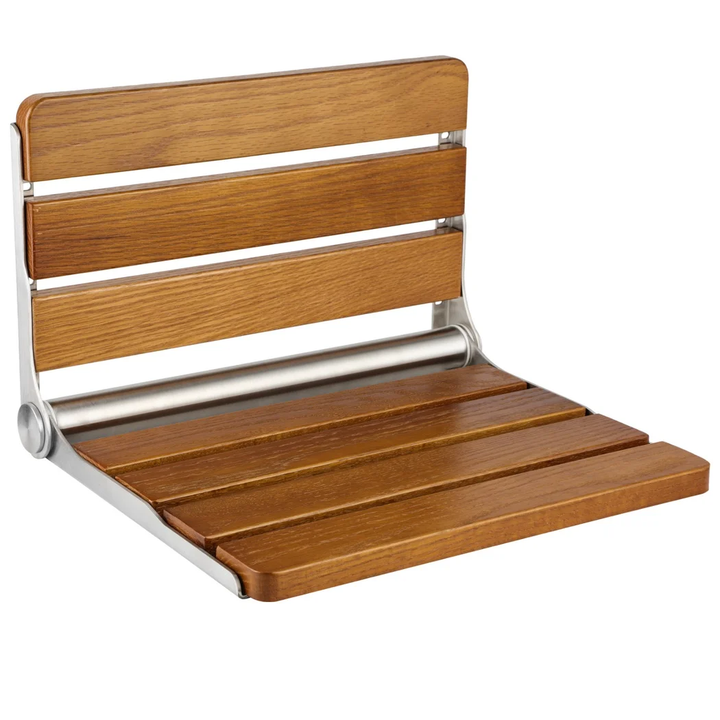 Folding Shower Seat Wooden Shower Bench Wall Mounted Fold Down Home Care Chair Bench For Pregnants Seniors Load 440lb