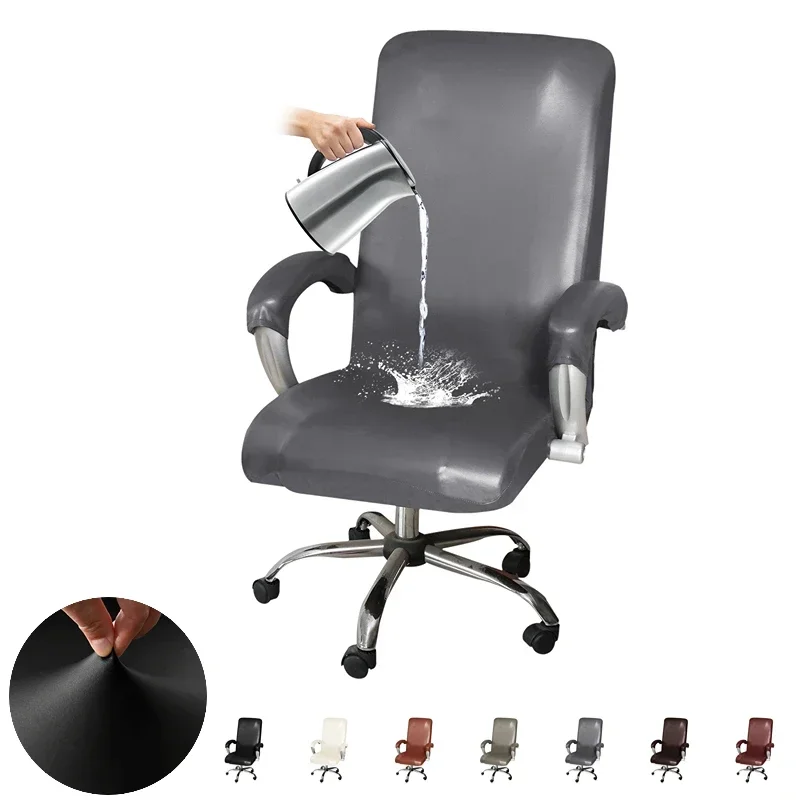 

PU Leather Armchair Cover Solid Color Oil Waterproof Office Boss Seat Chair Covers Home Computer Chair Dust Protection Cover