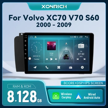 Reproductor de Radio inalámbrico Carplay para coche Volvo XC70 V70 S60 2000 - 2009 Android 14 navegación GPS DSP AI voz Multimedia RDS 1