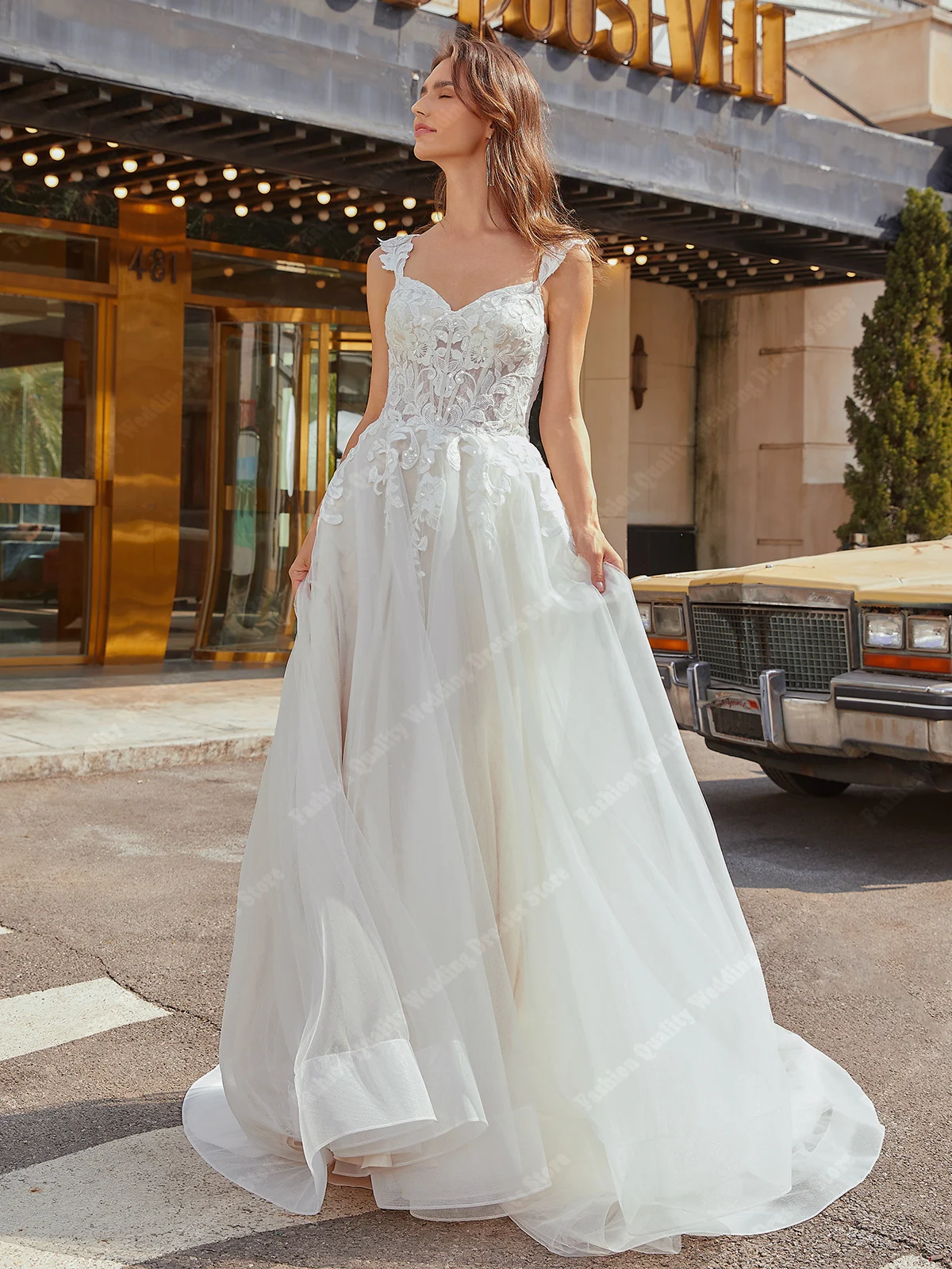

Elegant Customized Princess Wedding Dresses A-Line Sling Sparkling Bridal Gowns 2024 New Sweetheart Neck Party Sleeveless Prom