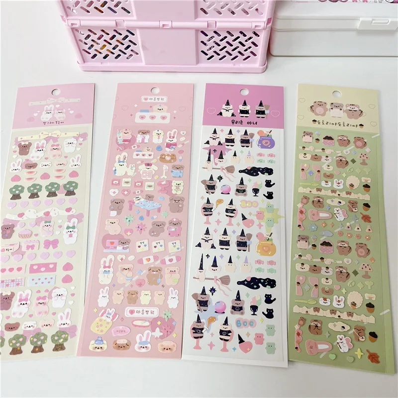 ​ins Cartoon Bear Halloween Cute Stickers Scrapbooking Diy Collage Photo Stationery Kawaii Decorative Sticker Kid Creative Toy