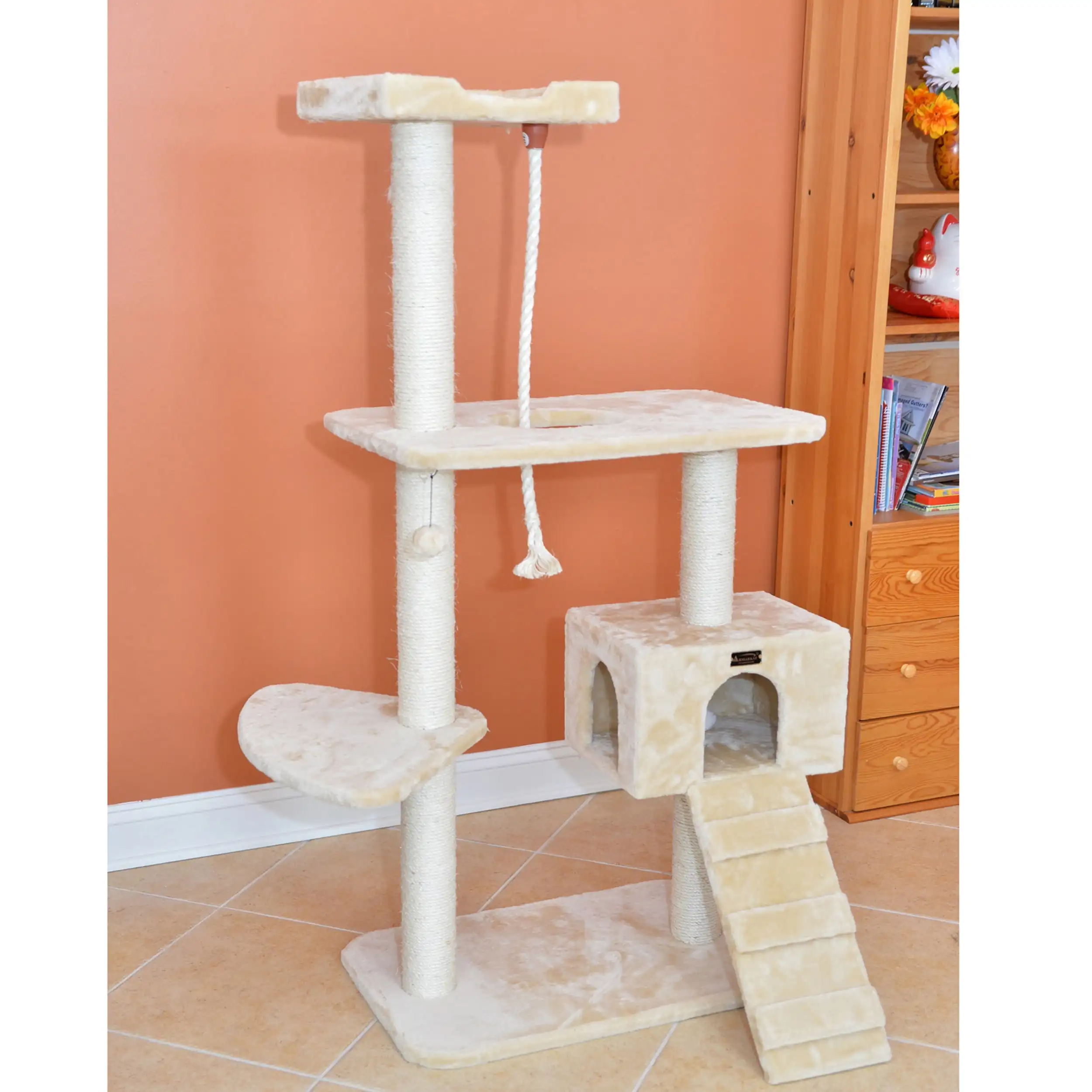 

Armarkat 58in Cat Tree Condo Scratching Post Tower, Beige