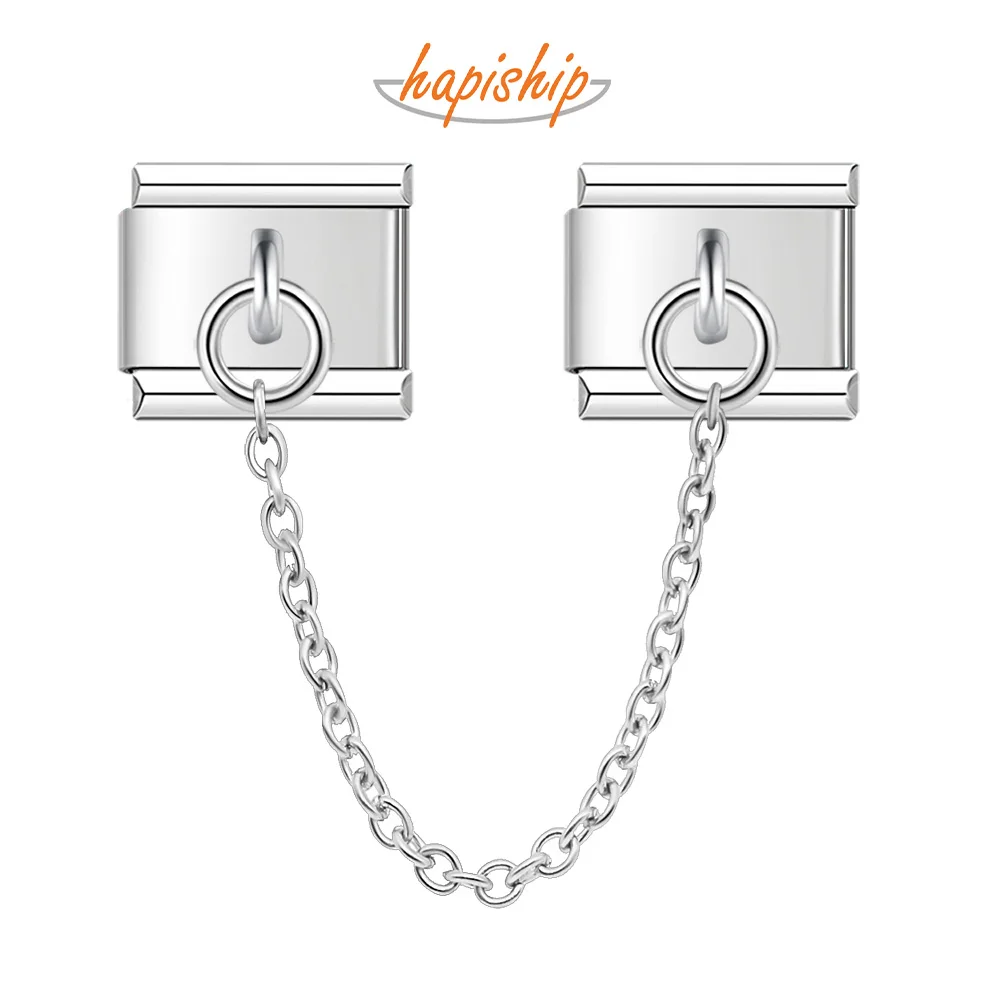 Hapiship New Original Design Stainless Steel 8cm Chain Link Italian Charm Fit 9mm Bracelet Stainless Steel Jewelry Making DJL01