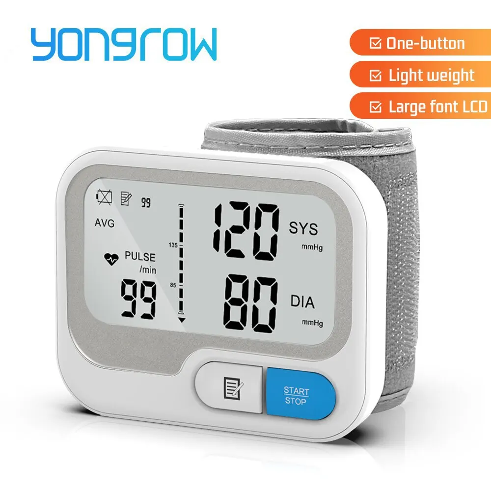 Blood Pressure Monitor Blood Pressure Meter Automatic Digital Wrist Blood Pressure Monitor Sphygmomanometer Tonometer Tensiometer Heart Rate Pulse Meter BP Monitor