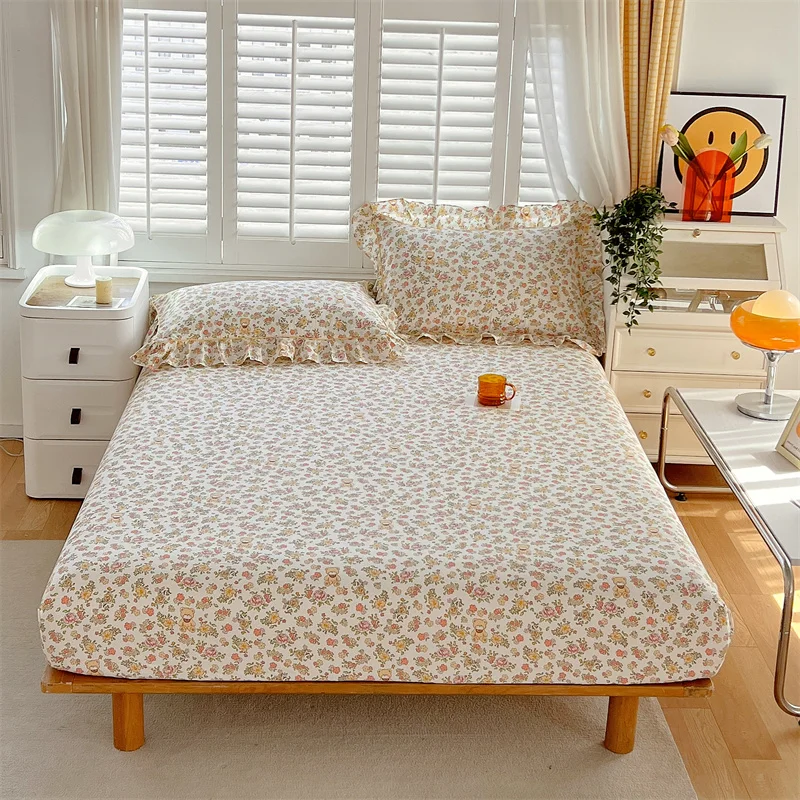 Bonenjoy 100% Cotton Bedsheet Print Fitted Sheets Bed 90/100/120/150/180/200cm Covers Home Bed Linen sabanas (No Pillowcase) 4