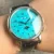 Corgeut männer Automatische Uhr 42mm Tag Datum Monat Kalender Blau Zifferblatt Mechanische Armbanduhr Tag/Nacht Lederband glas Zurück