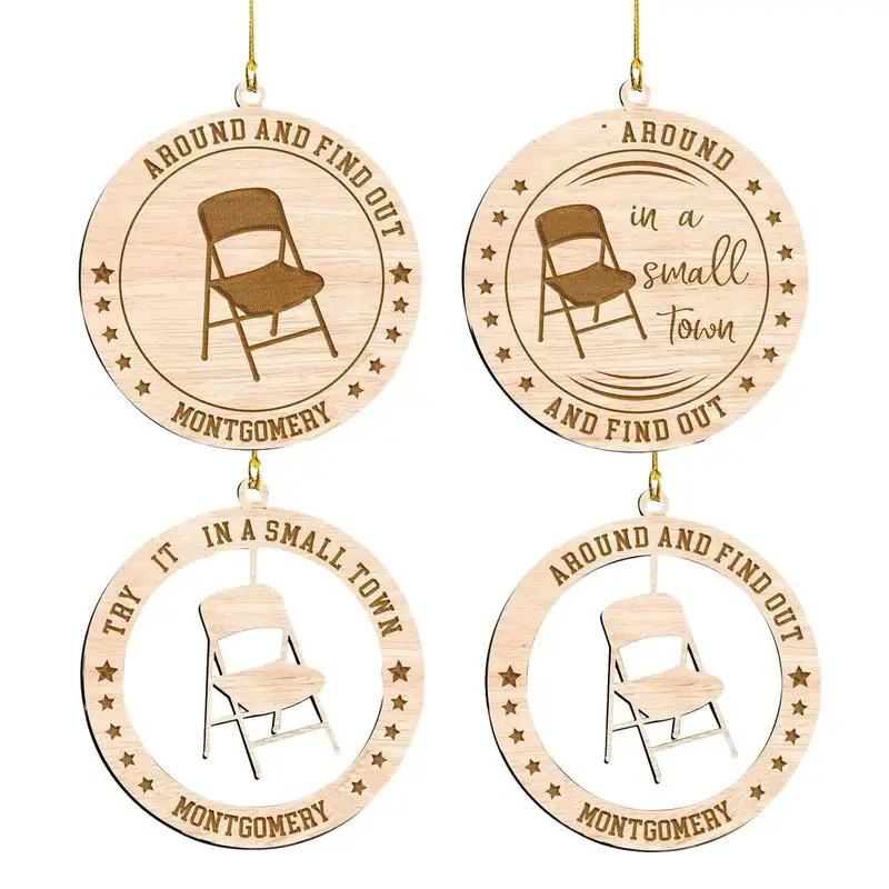 

Christmas Hang Ornament Flat Acrylic 2D Chair Design Christmas Tree Decor Portable Acrylic Rear View Mirror Pendant Gifts For Bo