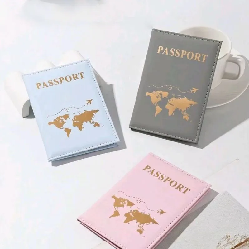 Travel Essential Slim Passport Cover - Stylish PU Map Design