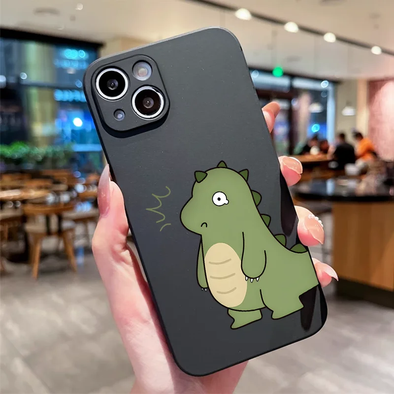 Charming Green and Pink Dinosaur Couple Soft Phone Case Paired s