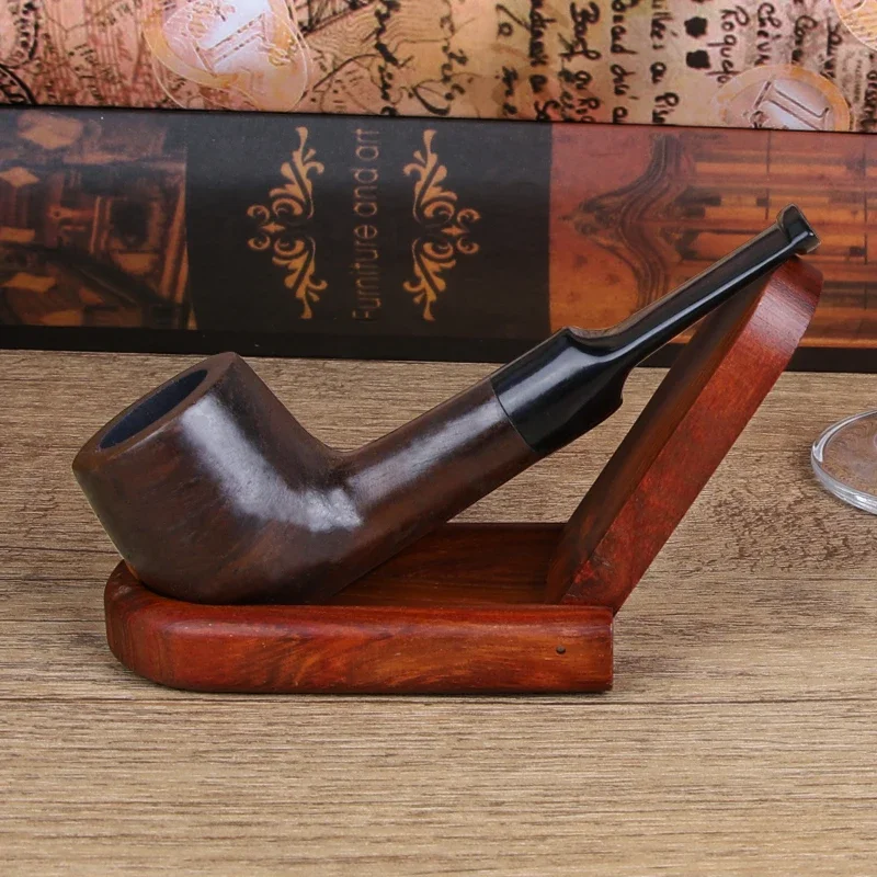 Classic Straight Ebony Wood Solid Wooden Smoking Pipe Tobacco Pipe Tube Fit For 3mm Filters Smoking Accessories