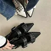 Strap shoes, Gothic thick heels, women's high heels, rivets, street style, medium heels, punk retro casual sandals 4