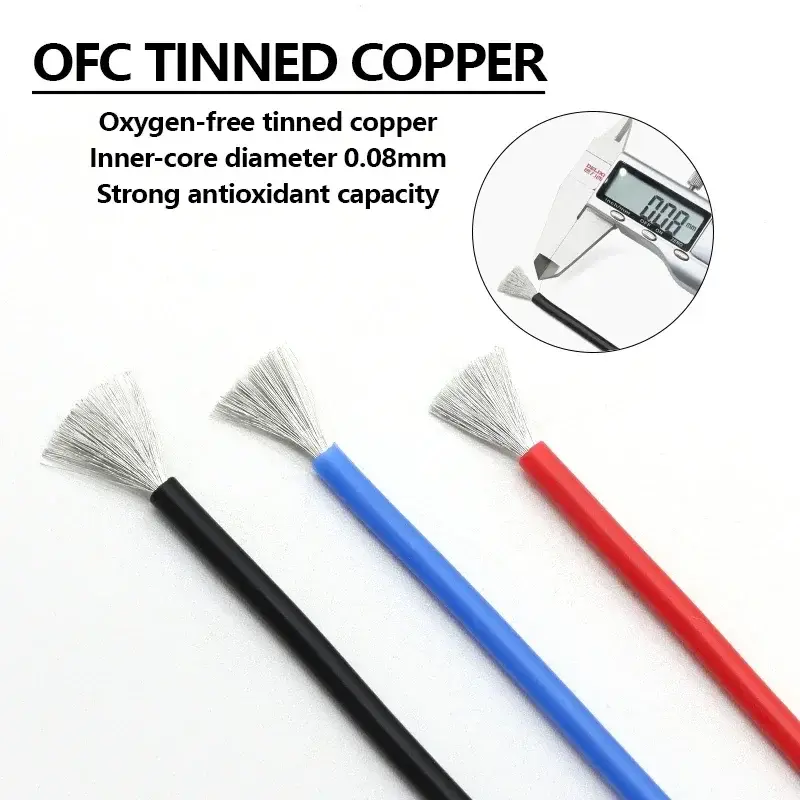 1~50m Heat Resistant Cable Red Black 30/28/26/24/22/20/18/16AWG Silicone Rubber Tinned Copper Wire Car Battery Automotive Wiring - Image 2