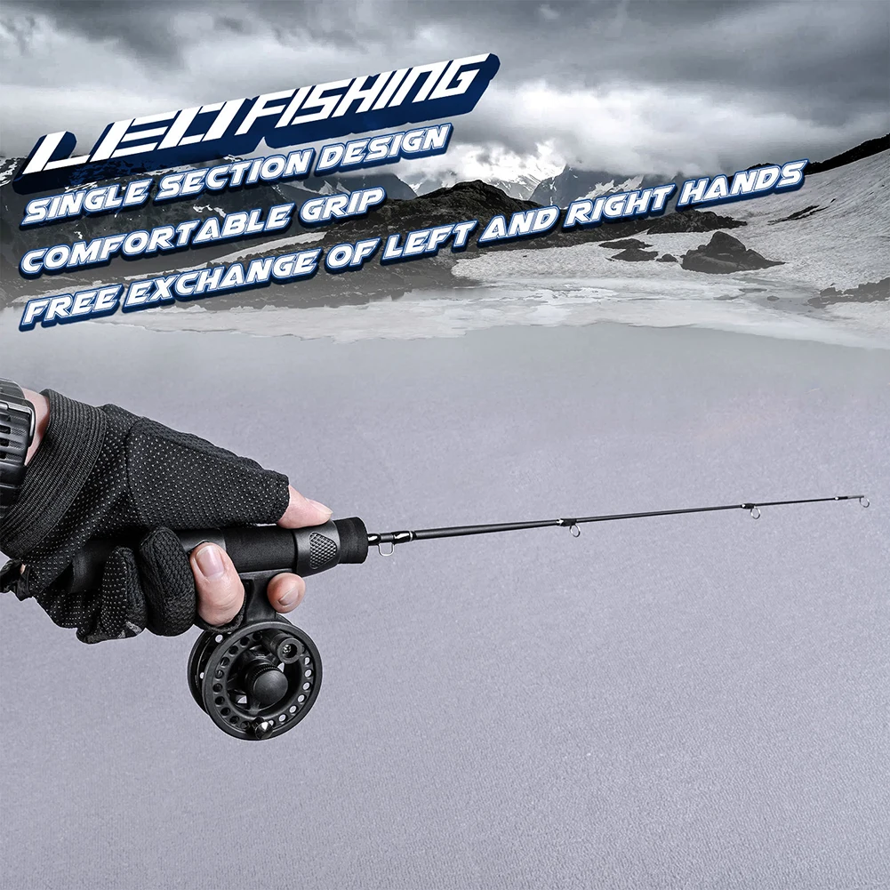 Ice Fishing Rod,Wooden Grip Mini Fishing Pole Small Sea Pole Ice Fishing  Rod For Freshwater Sea Surf Fishing