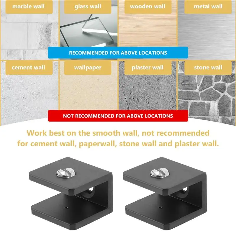 Shelf Glass Clamp Brackets Bracket Support Adjustable Floating Holder Clipmounts Partition Desk Wall Mounting Mount glass shelf clamp holder shelf support brackets