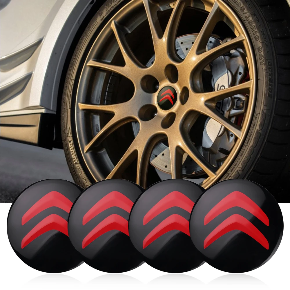 Wheel Center Caps Wheel Center Hub Cap Sticker 4Pcs Car Wheel Center Caps Badge Tire Hub Sticker Decoration For Citroen C1 C2 C3 C4 C5 C6 C8 C4L DS3 DS4 DS5 DS5LS DS6 DS VTS