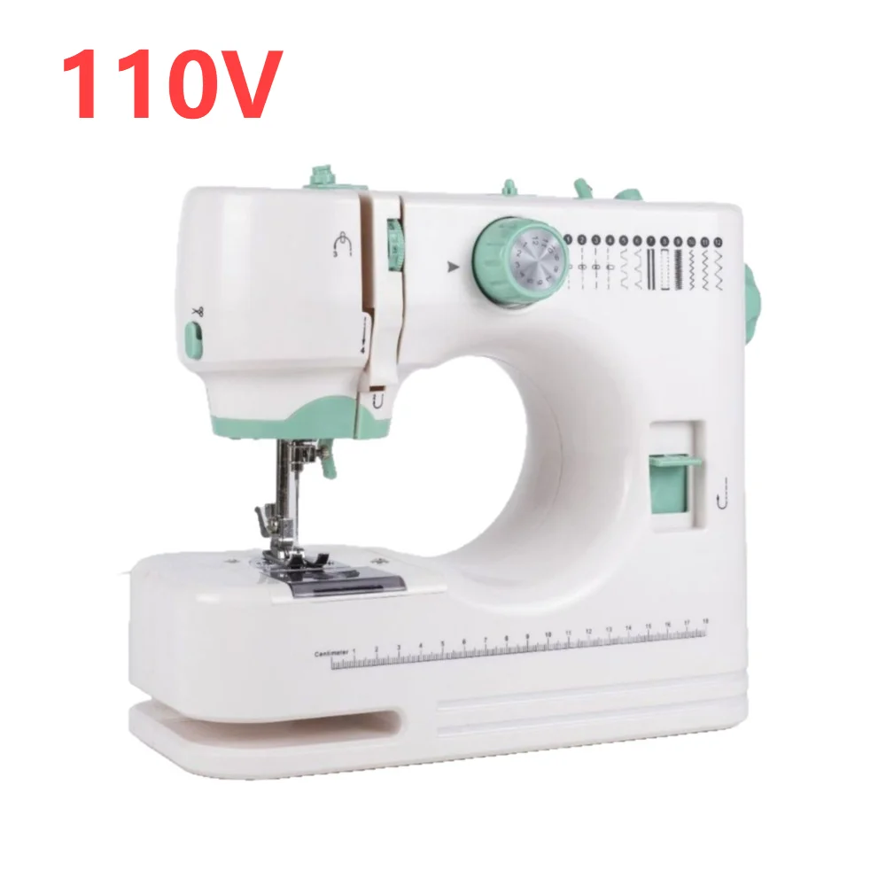 Pequeña máquina de coser doméstica multifuncional, Mini máquina de coser eléctrica portátil, 12 tipos de puntadas