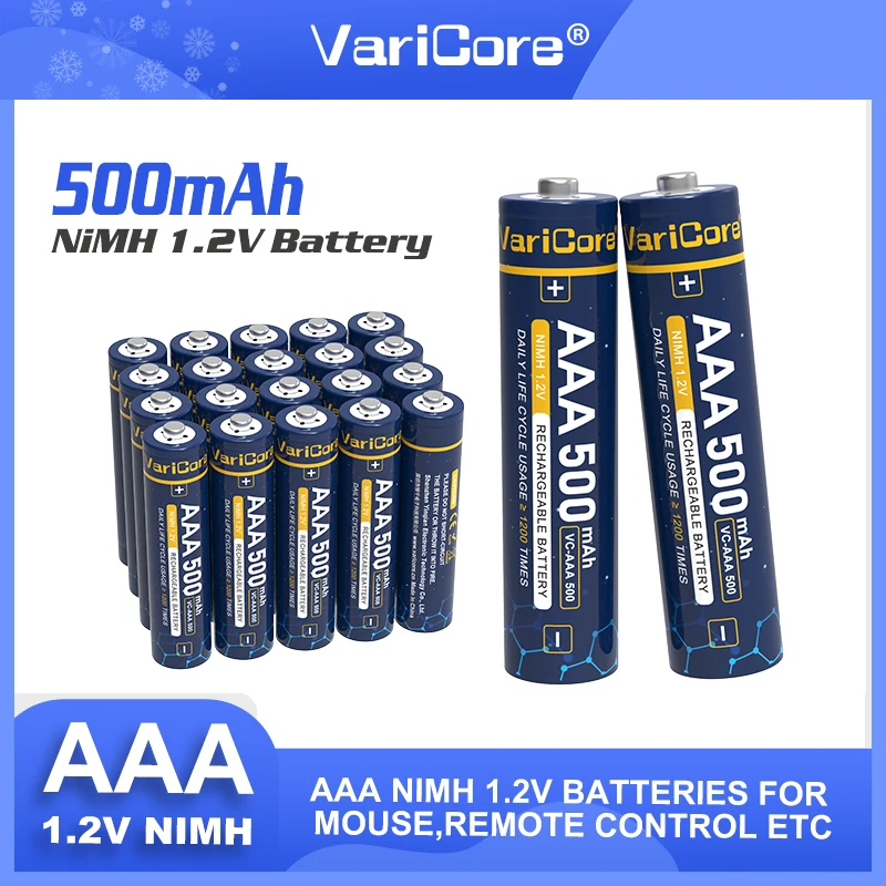 VariCore Original AAA 500mAh NiMH Battery 1.2V Rechargeable Battery for Flashlight, Toys,remote control rechargeable nickel metal hydride batteries