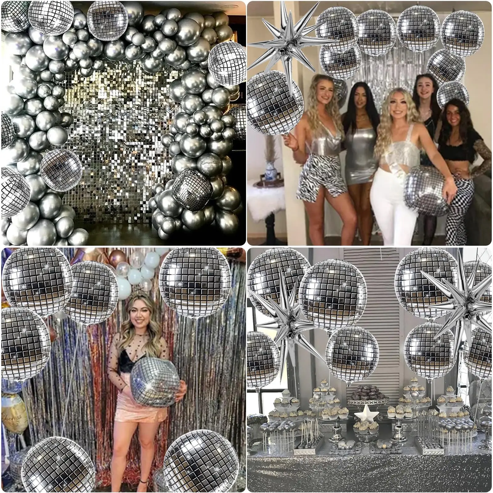 15 pezzi palloncini da discoteca enormi palloncini in alluminio con
