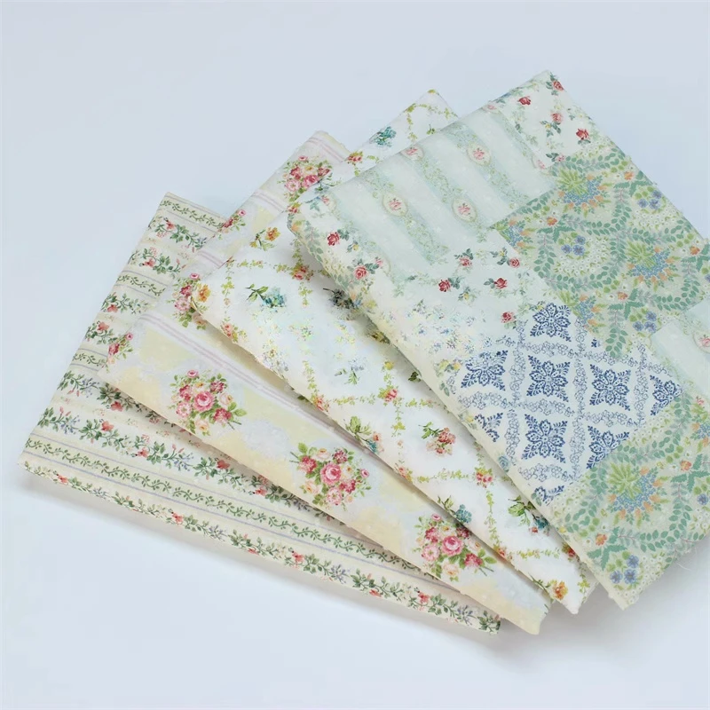 Cotton Fabrics DIY Handcrafted Children Clothing and Dressmaking Floral Print Patchwork Material 145x50cm